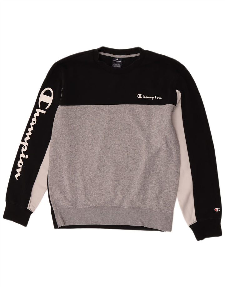 Champion Sudadera Con Estampado Gráfico Jumper Large Negro Colorblock