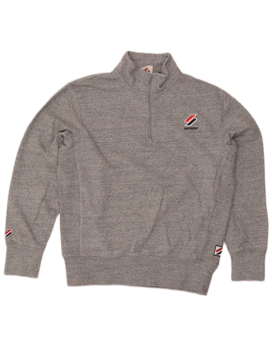 Superdry Sudadera con cuello y cremallera para hombre Jersey de algodón moteado en gris medio