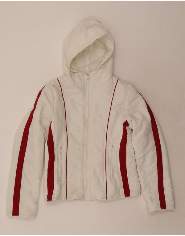 Karma Mujer Chaqueta Acolchada Con Capucha UK 40 Small Blanco Colorblock Poliéster