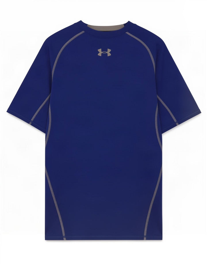 Under Armour Camiseta de compresión gráfica para hombre, parte superior de poliéster azul medio