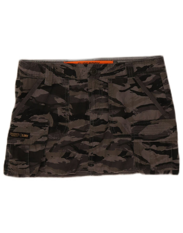 Superdry Minifalda Cargo para Mujer UK 8 Small W27 Gris Camuflaje Algodón