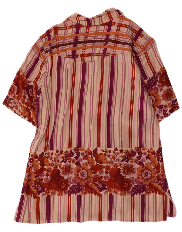 Vintage mujer camisa de manga corta Reino Unido 18 XL multicolor floral