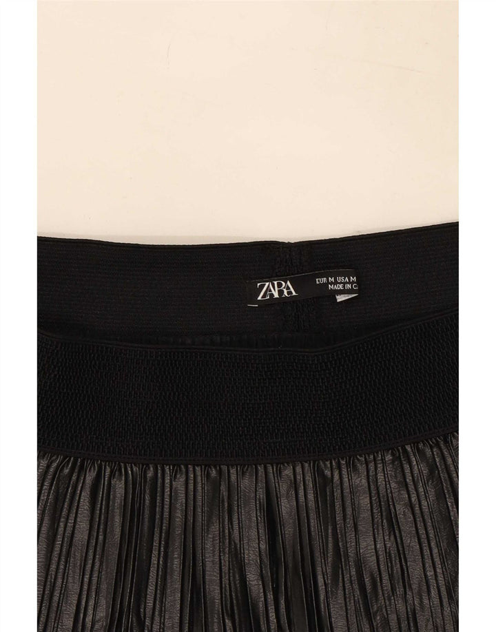 Zara Mujer Falda Plisada Mediana W28 Negro Poliéster
