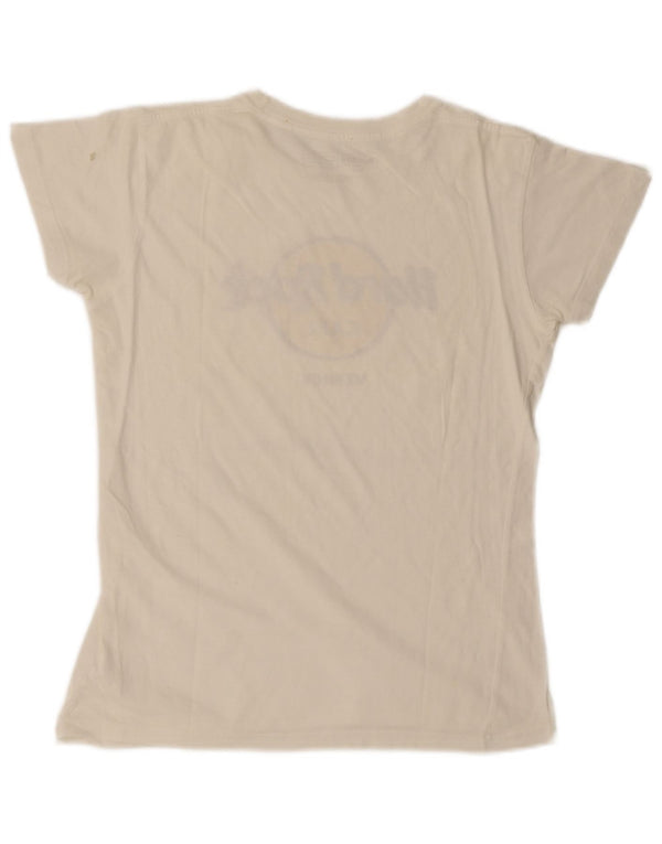 Hard Rock Cafe Mujer Venice Graphic Camiseta Top UK 12 Medium Blanco Algodón