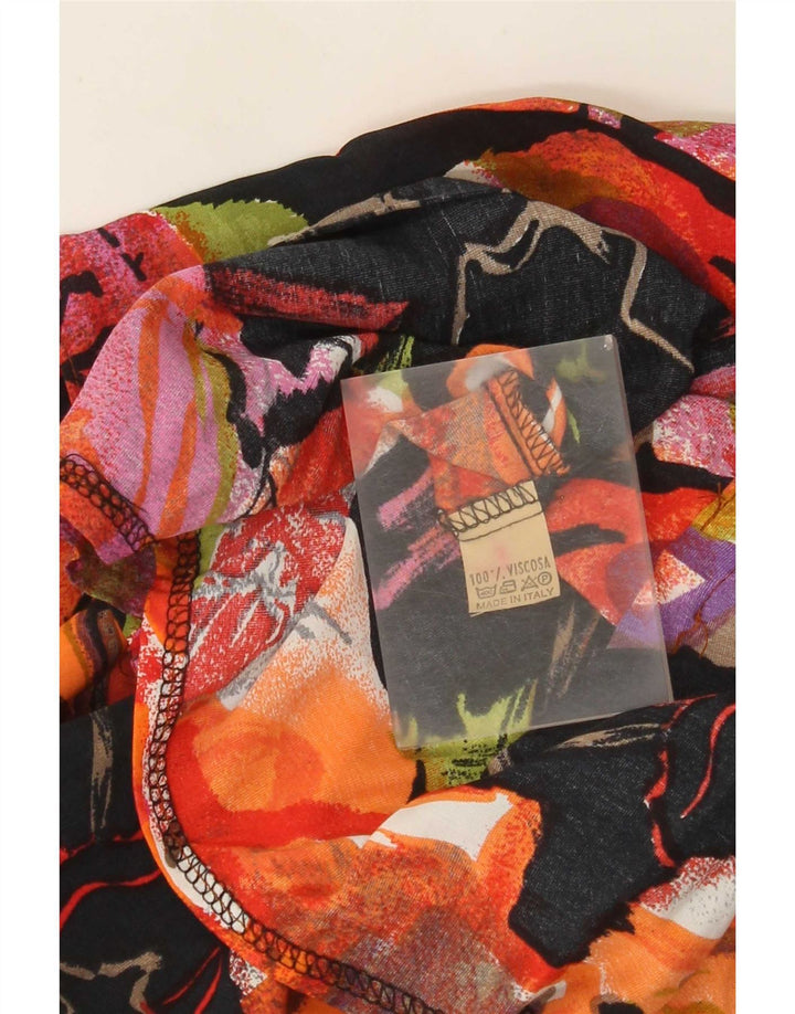 Vintage mujer patrón abstracto camisa blusa Reino Unido 10 pequeño multicolor