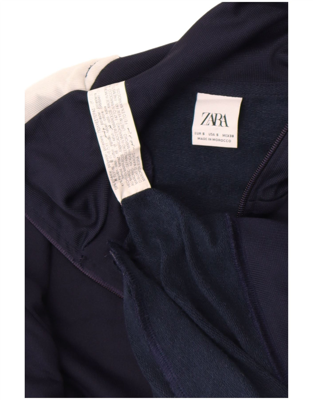 Zara Hombre Chándal Top Chaqueta Pequeña Azul Marino Colorblock Poliéster
