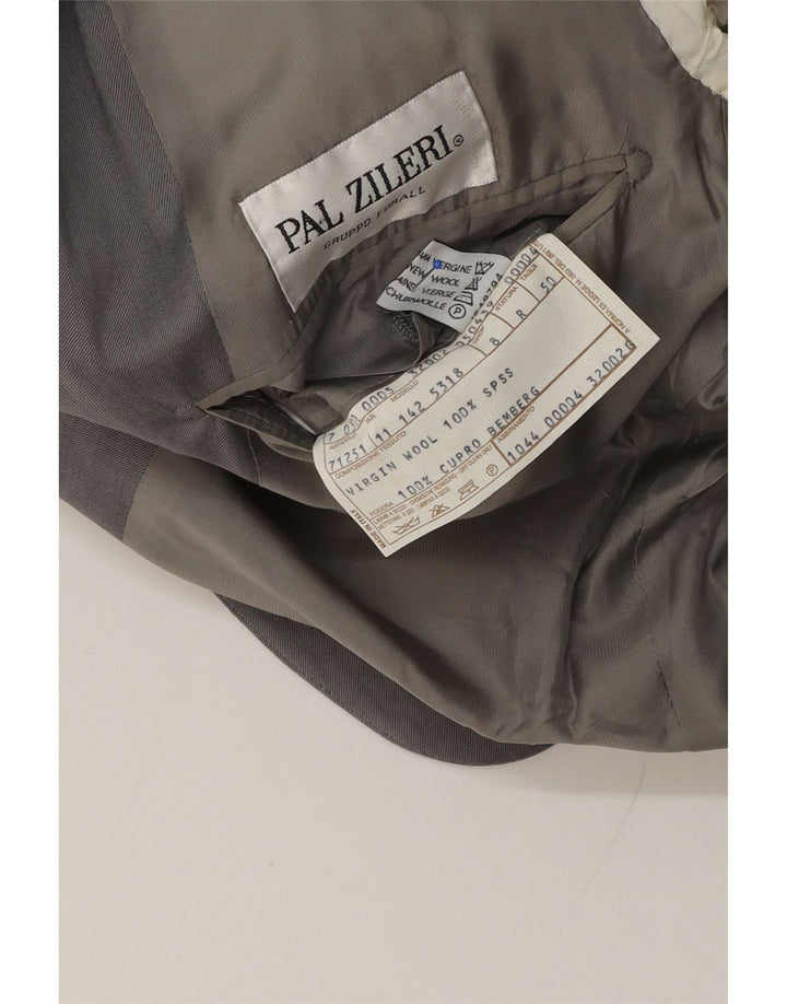 PAL ZILERI Chaqueta tipo blazer de 3 botones para hombre IT 50 Large Grey Virgin Wool