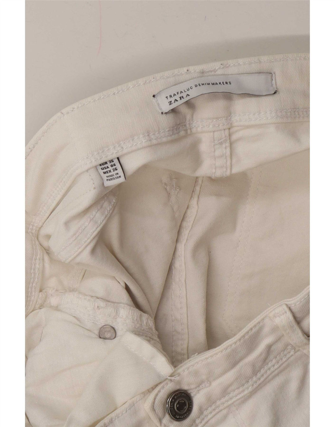 Zara Vaqueros Slim Mujer EU 36 XS W27 L27 Blanco