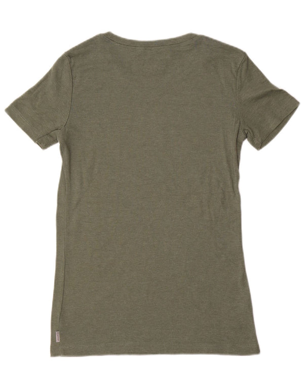EDDIE BAUER Camiseta para mujer Top UK 10 Small Khaki Cotton