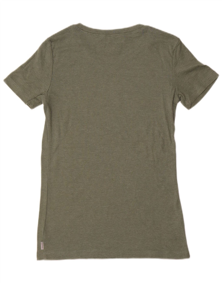 EDDIE BAUER Camiseta para mujer Top UK 10 Small Khaki Cotton
