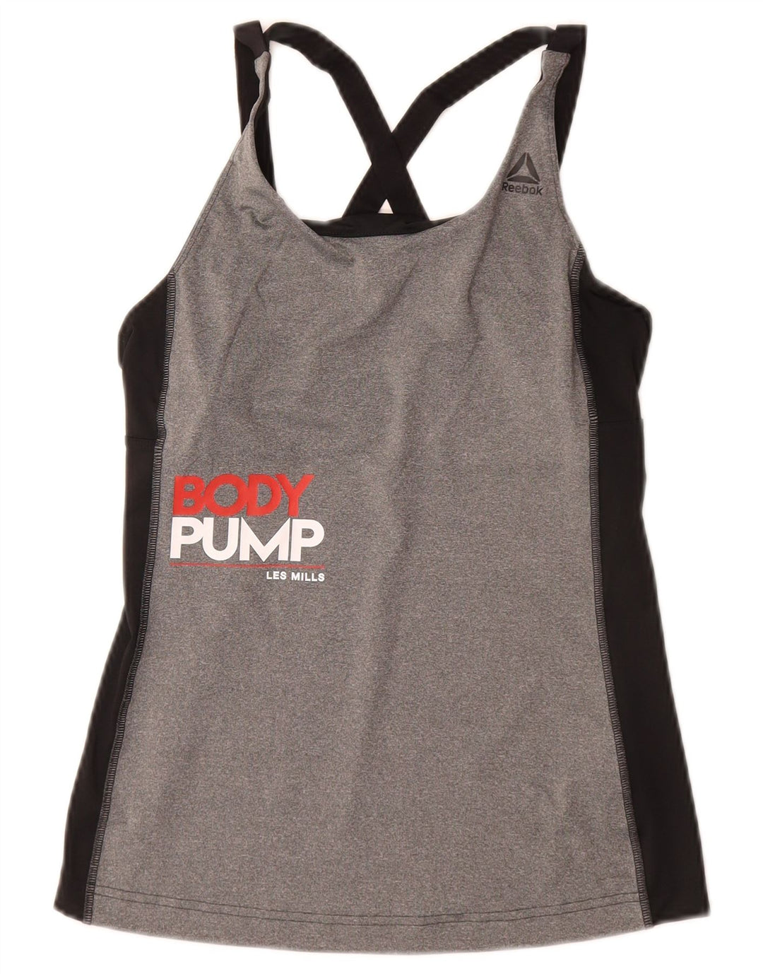 REEBOK Camiseta sin mangas con gráfico Les Mills para mujer UK 4/6 XS Gris Colorblock