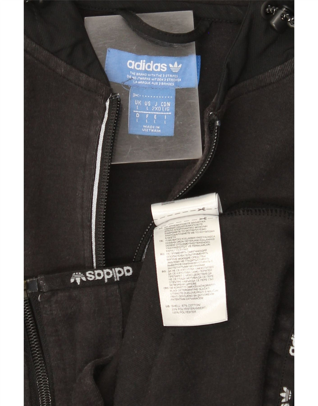 Adidas - Sudadera con capucha y cremallera para hombre, talla grande, algodón negro