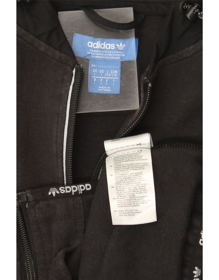 Adidas - Sudadera con capucha y cremallera para hombre, talla grande, algodón negro