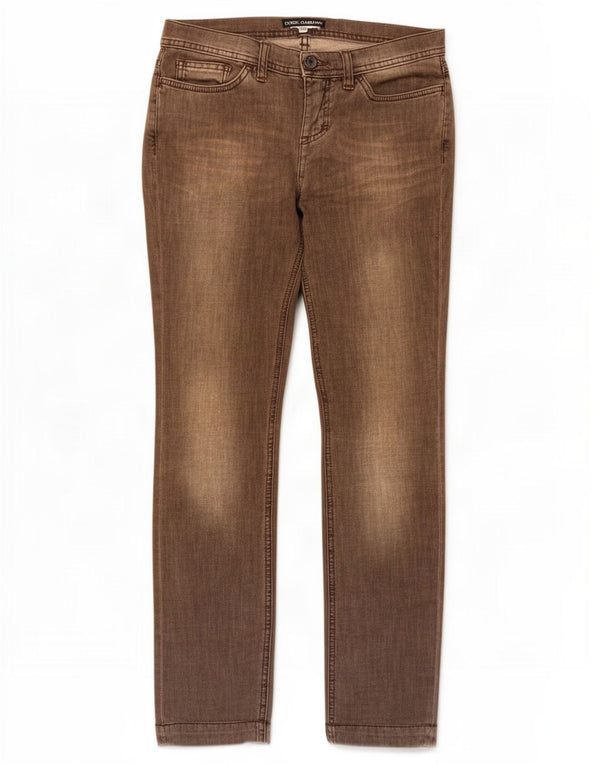 Dolce & Gabbana Pantalones casuales de cintura baja para mujer IT 40 Small W30 L30 Marrón