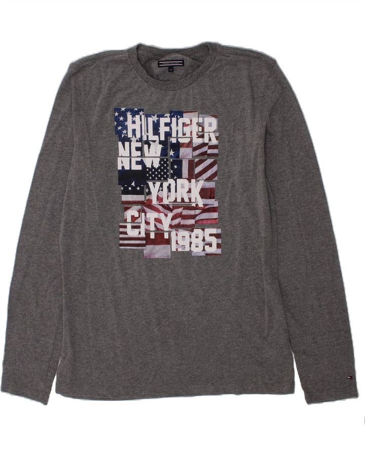 TOMMY HILFIGER Boys Graphic Top Long Sleeve 15-16 Years Grey Classic Vintage Tommy Hilfiger and Second-Hand Tommy Hilfiger from Messina Hembry 