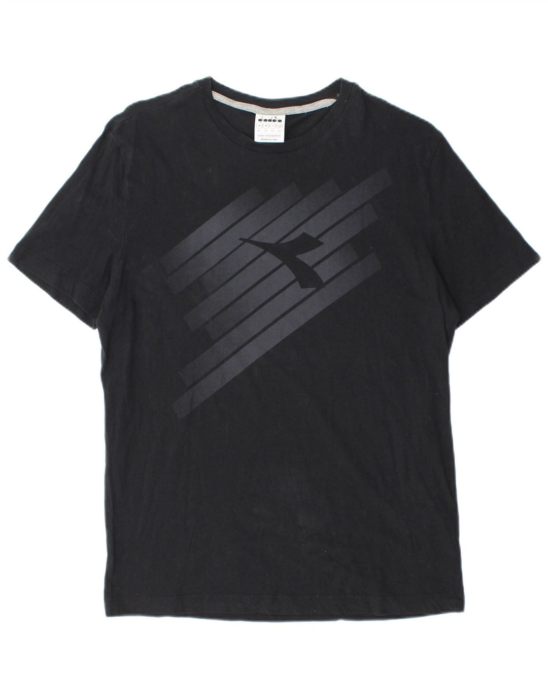 Diadora Hombre Camiseta Gráfica Top Medium Negro Algodón
