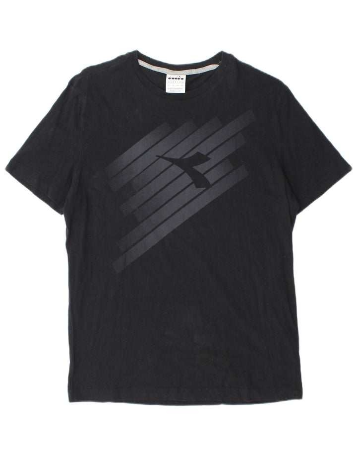 Diadora Hombre Camiseta Gráfica Top Medium Negro Algodón