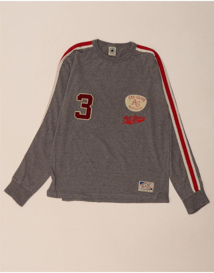 CONVERSE Hombre Chuck Taylor Graphic Top Manga Larga Pequeño Gris Colorblock