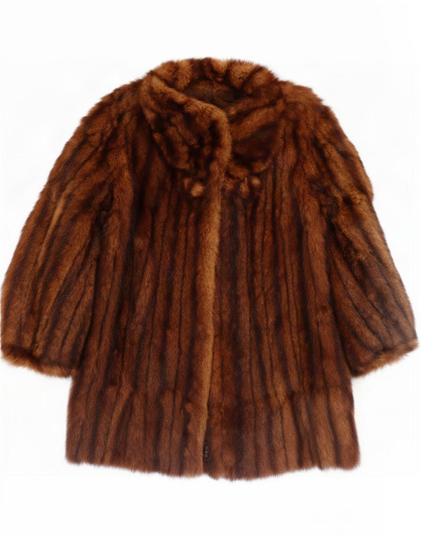 Vintage mujer abrigo de piel Reino Unido 12 marrón medio animal print