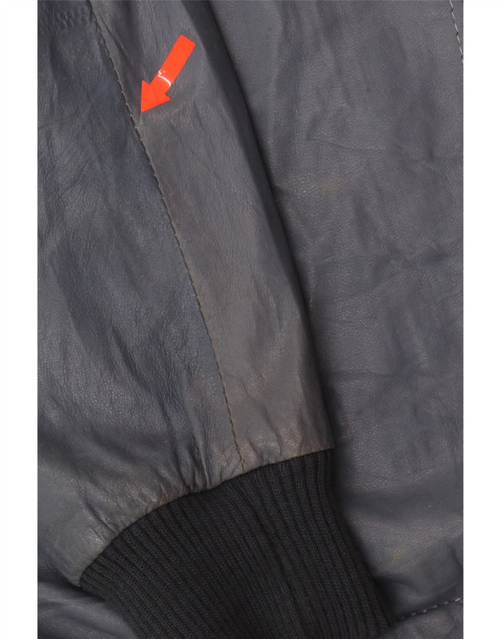 GF Mens Bomber Leather Jacket UK 36 Small Navy Blue Leather Vintage GF and Second-Hand GF from Messina Hembry 