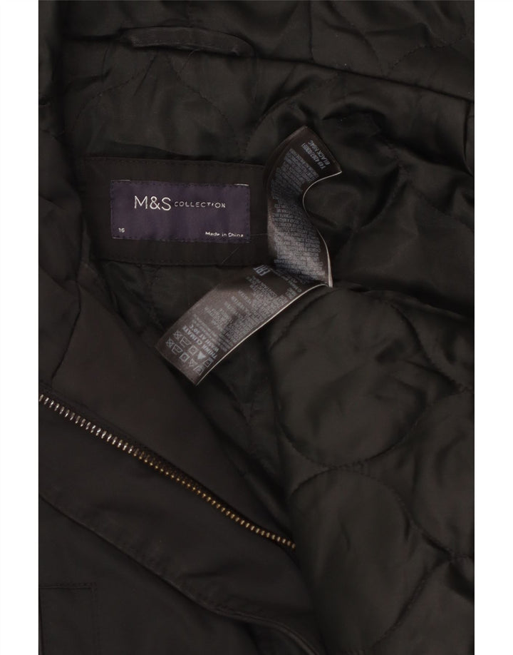 Marks & Spencer Chaqueta Parka con Capucha para Mujer UK 46 Grande Poliéster Negro
