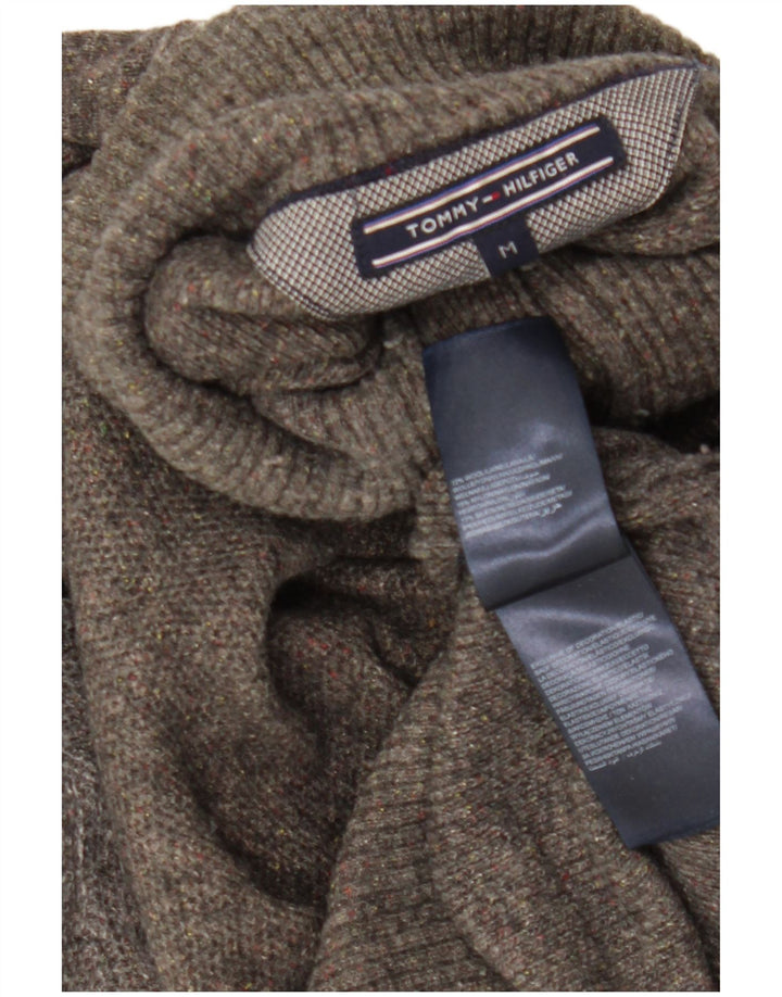 Tommy Hilfiger Jersey con cuello y botones para hombre de lana gris medio
