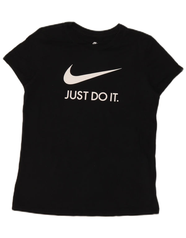 Nike Camiseta ajustada con gráfico para mujer, talla 40, talla grande, algodón negro