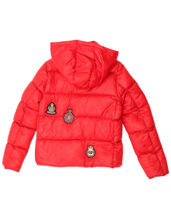 Calvin Klein Jeans Chaqueta acolchada con capucha para mujer UK 14 Poliéster rojo mediano