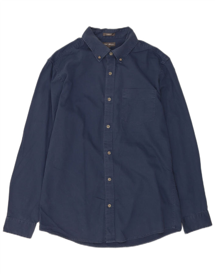 Eddie Bauer Camisa de corte clásico para hombre Algodón azul marino mediano