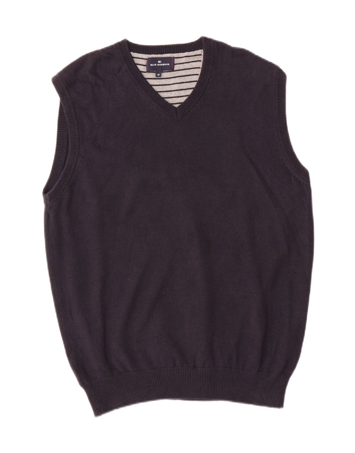 Marks & Spencer Camiseta sin mangas Blue Harbor para hombre, talla mediana, algodón azul marino