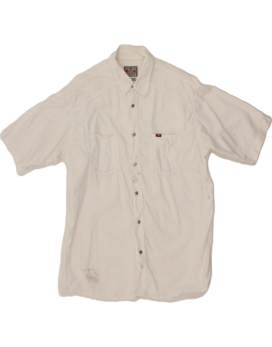 MUSTANG Mens Short Sleeve Shirt Large White Vintage Mustang and Second-Hand Mustang from Messina Hembry 