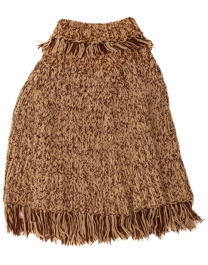 Vintage mujer Poncho Jumper un tamaño marrón moteado