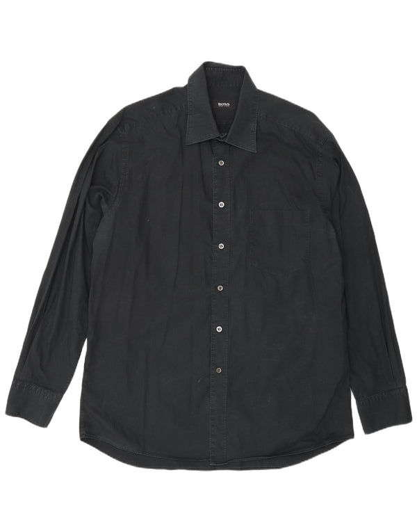 Hugo Boss Camisa para hombre Talla 16 1/2 Grande Algodón negro