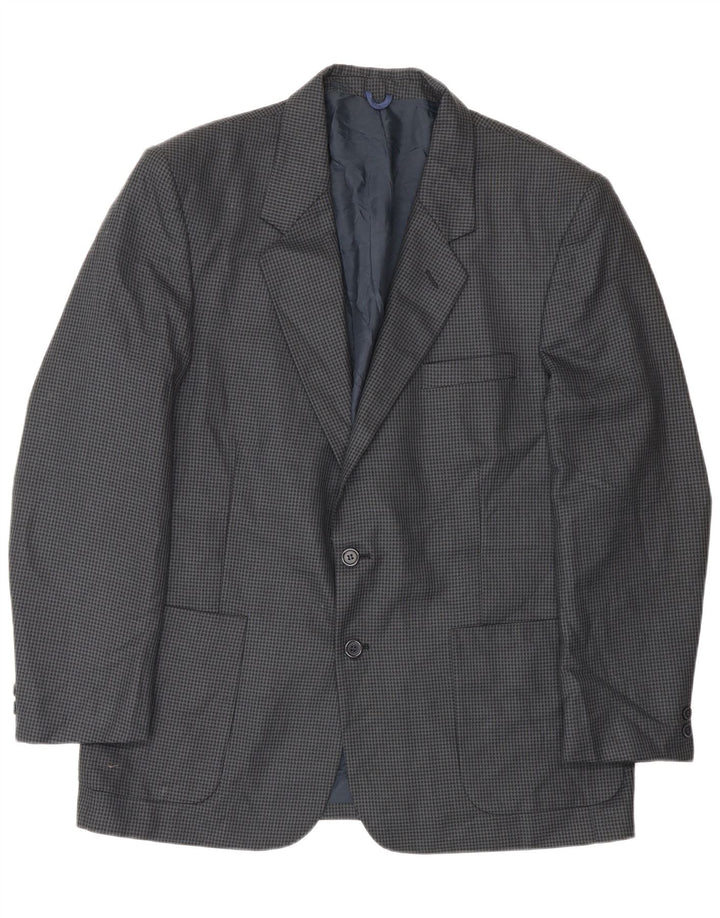 Farah Chaqueta tipo blazer de 2 botones para hombre UK 40 Large Lana de pata de gallo azul marino