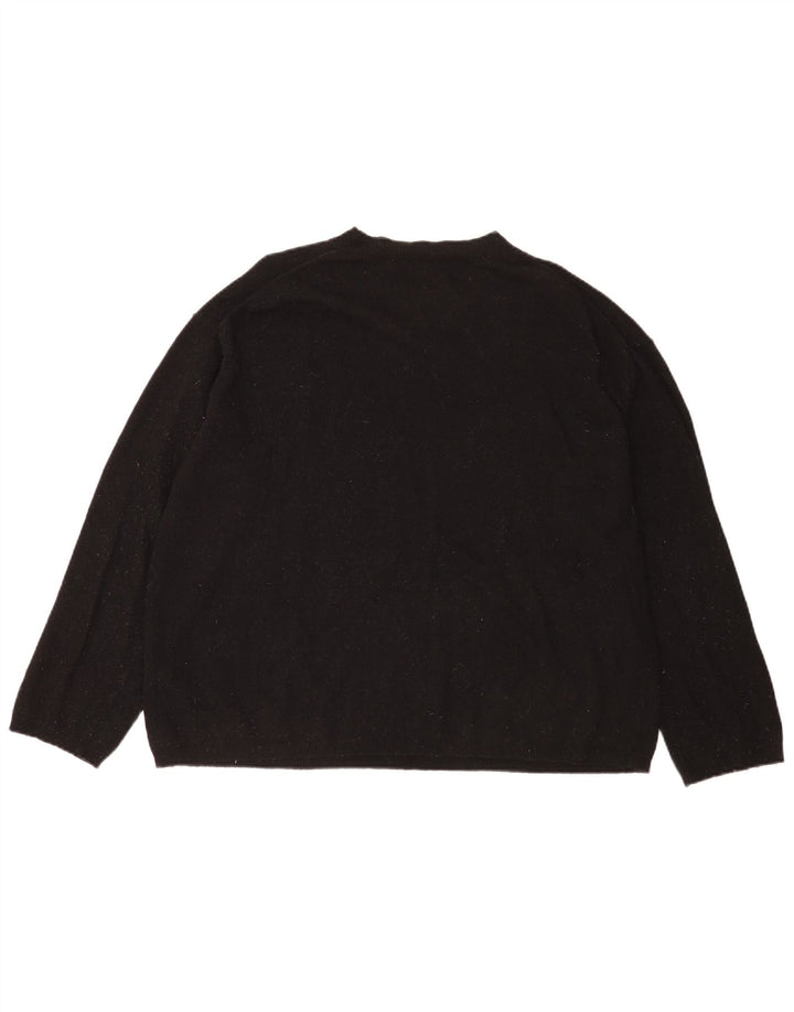 Zara Mujer Jersey De Cuello Redondo De Gran Tamaño UK 40 Lana Negra Mediana