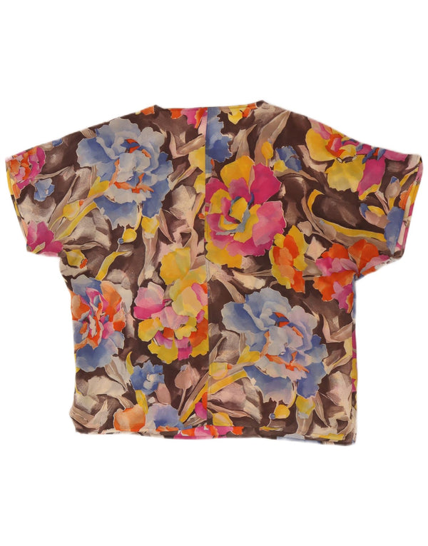Blusa vintage para mujer Top IT 46 Acetato floral multicolor grande