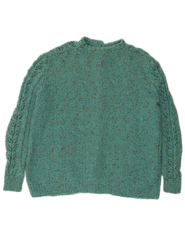 Vintage mujer Cardigan suéter Reino Unido 16 grande turquesa moteado