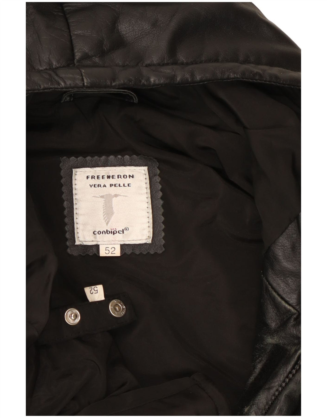 Conbipel Chaqueta de cuero con capucha para hombre IT 52 XL Cuero negro
