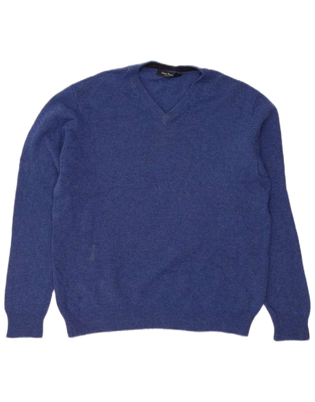 JAMES PRINGLE Jersey con cuello en V para hombre de lana virgen azul grande