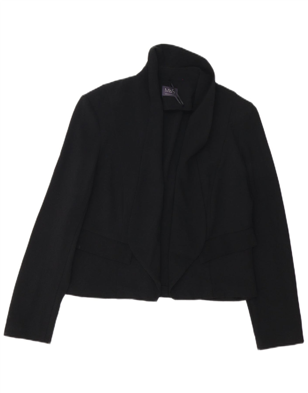 MARKS & SPENCER Chaqueta tipo blazer abierta para mujer UK 12 Mediana Poliéster negro