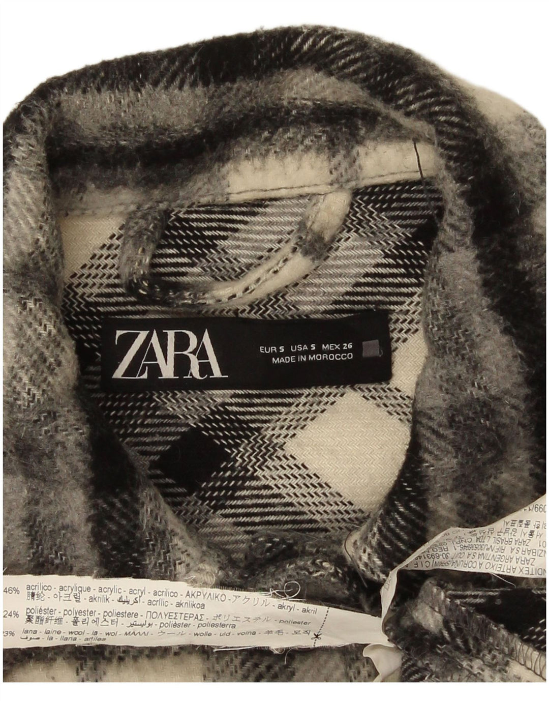 Zara Mujer Camisa Sobrecamisa De Franela Extragrande UK 10 Small Black Check
