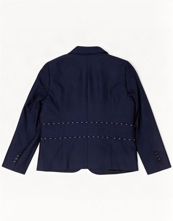 Luisa Spagnoli Chaqueta tipo blazer de 2 botones para mujer UK 40 XL Seda azul marino