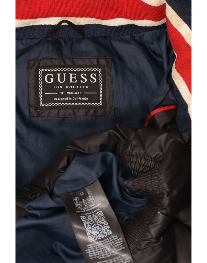 Guess Chaqueta acolchada con capucha para hombre UK 38 Mediana Poliéster negro