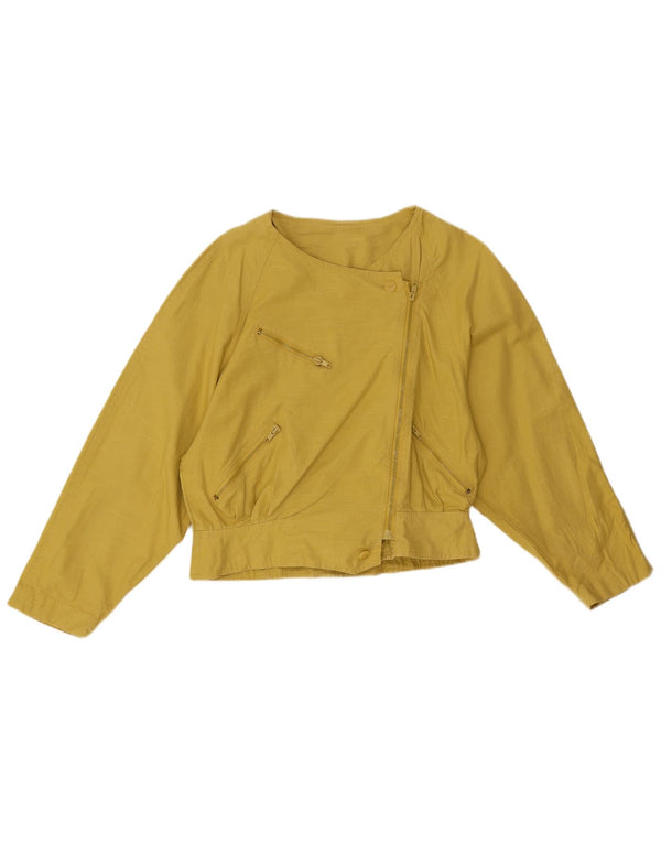 Vintage mujer chaqueta bomber asimétrica IT 38 XS algodón amarillo