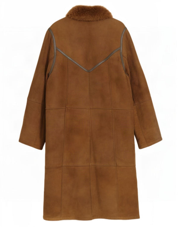 Abrigo de piel de oveja vintage para mujer IT 44 Marrón medio