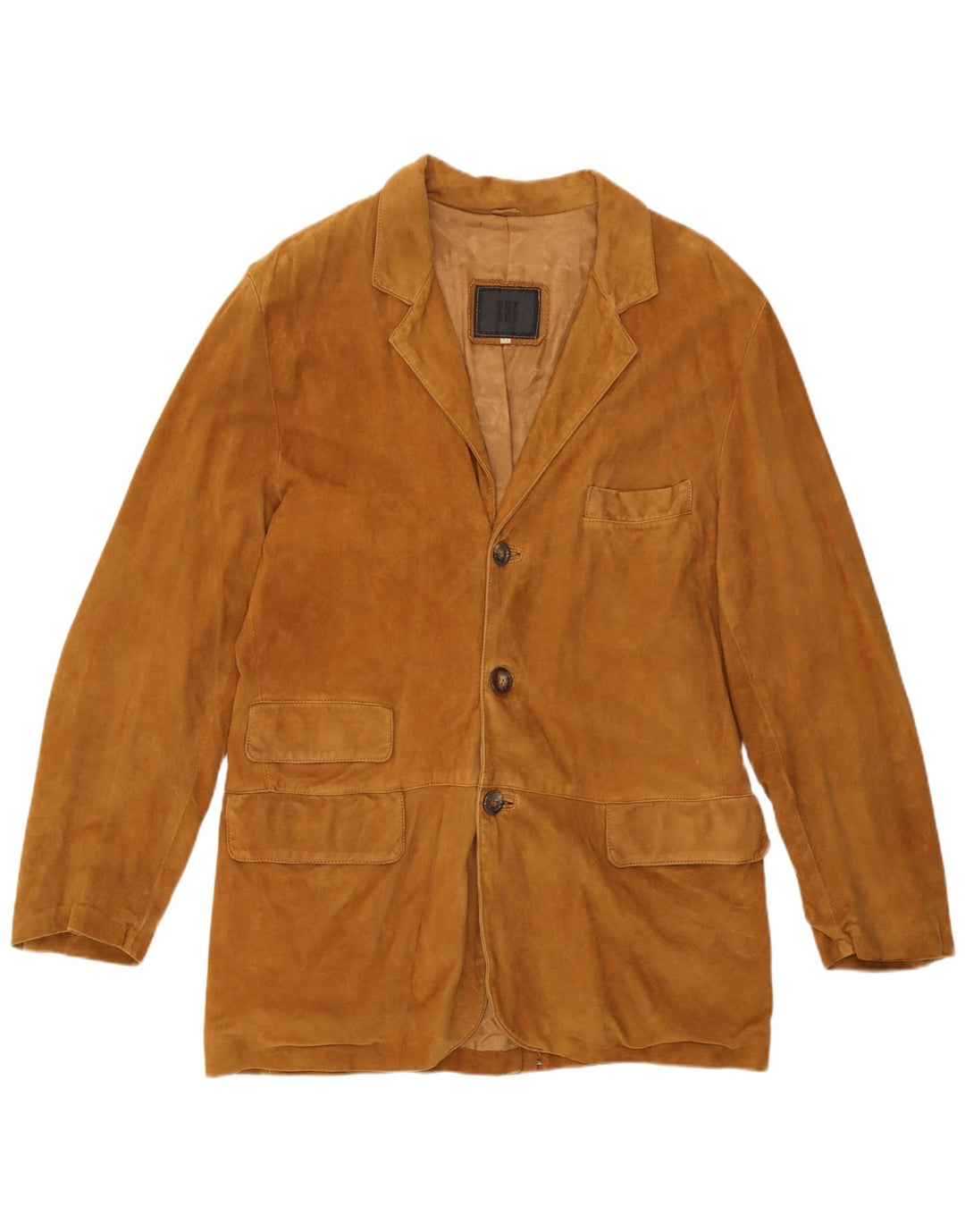 Vintage hombres 3 botones ante Blazer chaqueta IT 50 cuero marrón grande