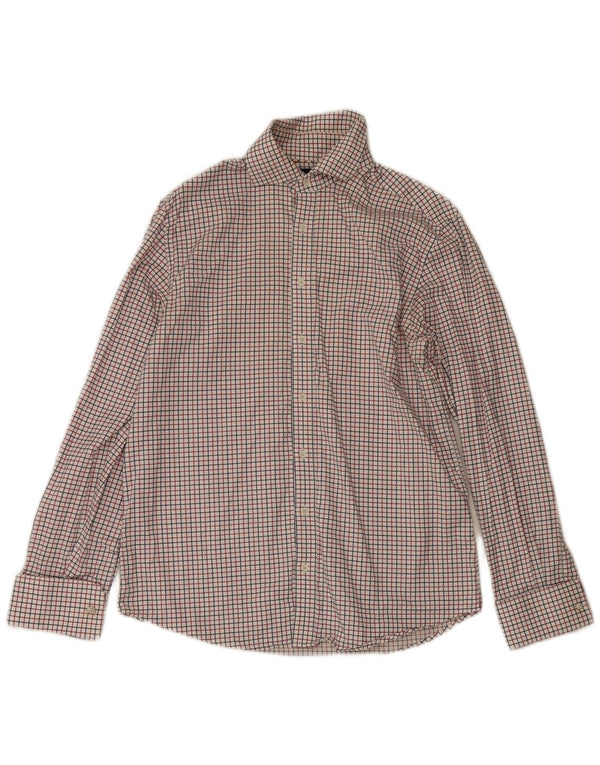 Pierre Cardin Camisa para hombre Talla 39 15 1/2 Algodón a cuadros blanco mediano