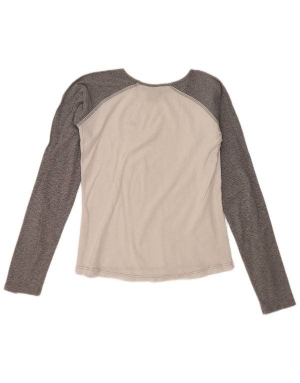 NIKE Camiseta de manga larga para mujer UK 10/12 Medium White Colourblock