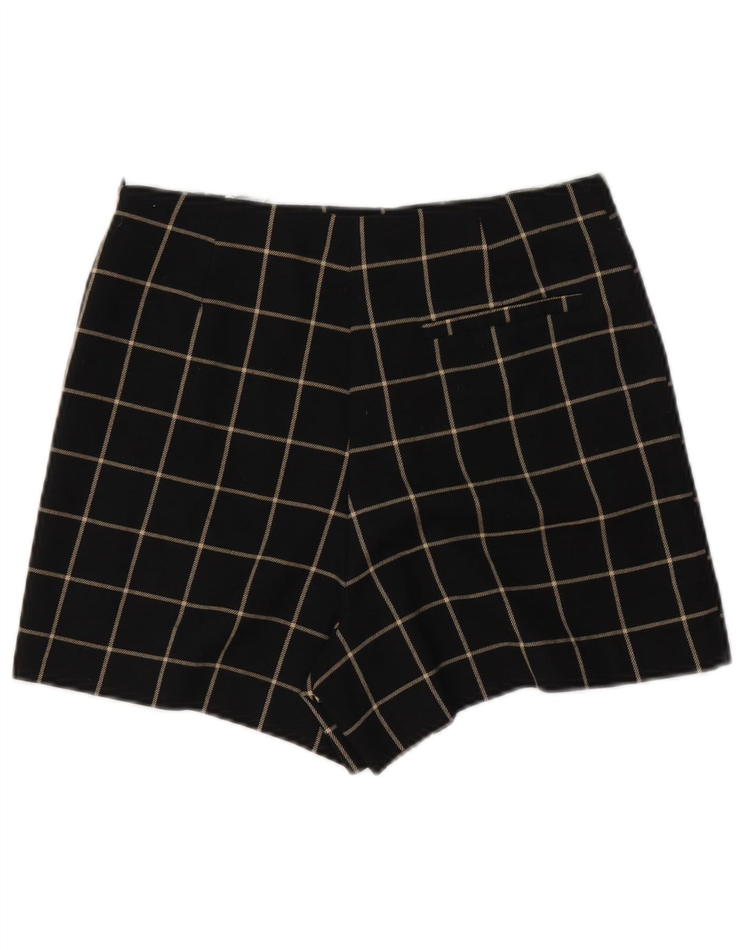 Zara Mujer Pantalones Cortos Casuales Pequeños W26 Poliéster A Cuadros Negros
