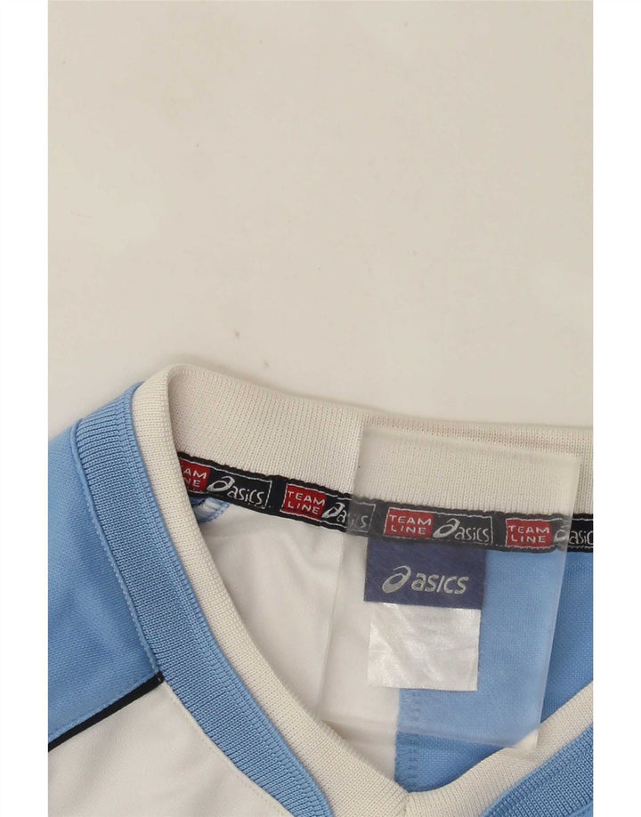 Asics Hombre Camiseta Gráfica Top Medio Blanco Colorblock Poliéster